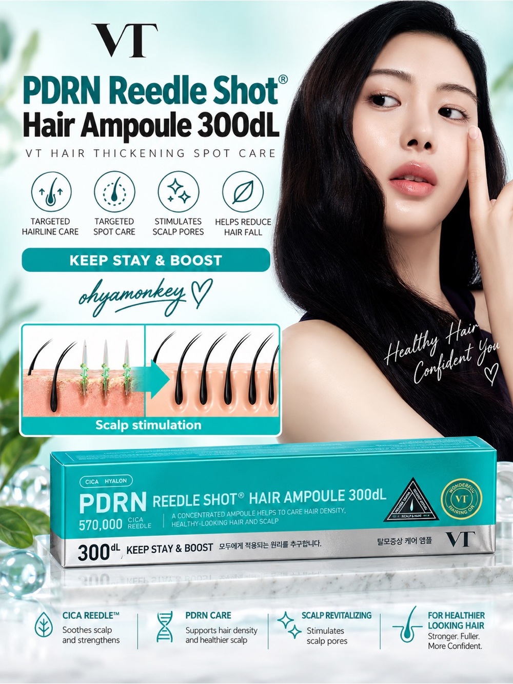 VT Cosmetics PDRN Reedle Shot Hair Ampoule 300dL $45